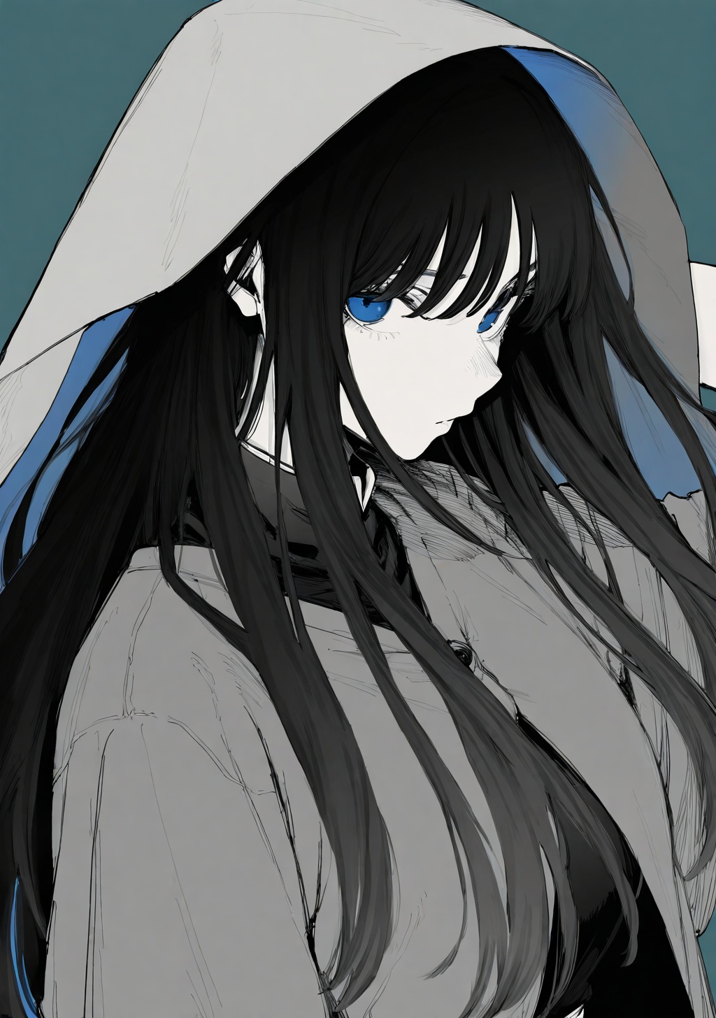 1girl,  spot color,  monochrome on Tensor.Art