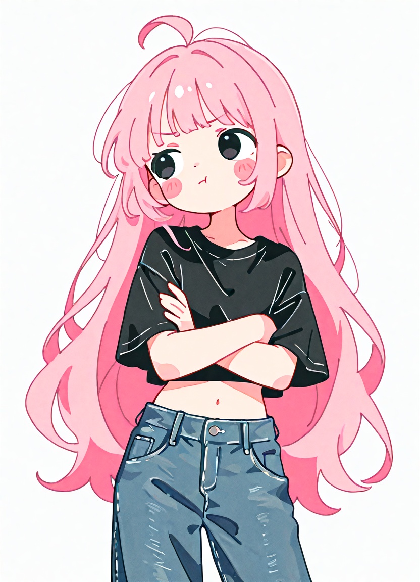 1girl,  long hair,  pink hair on Tensor.Art