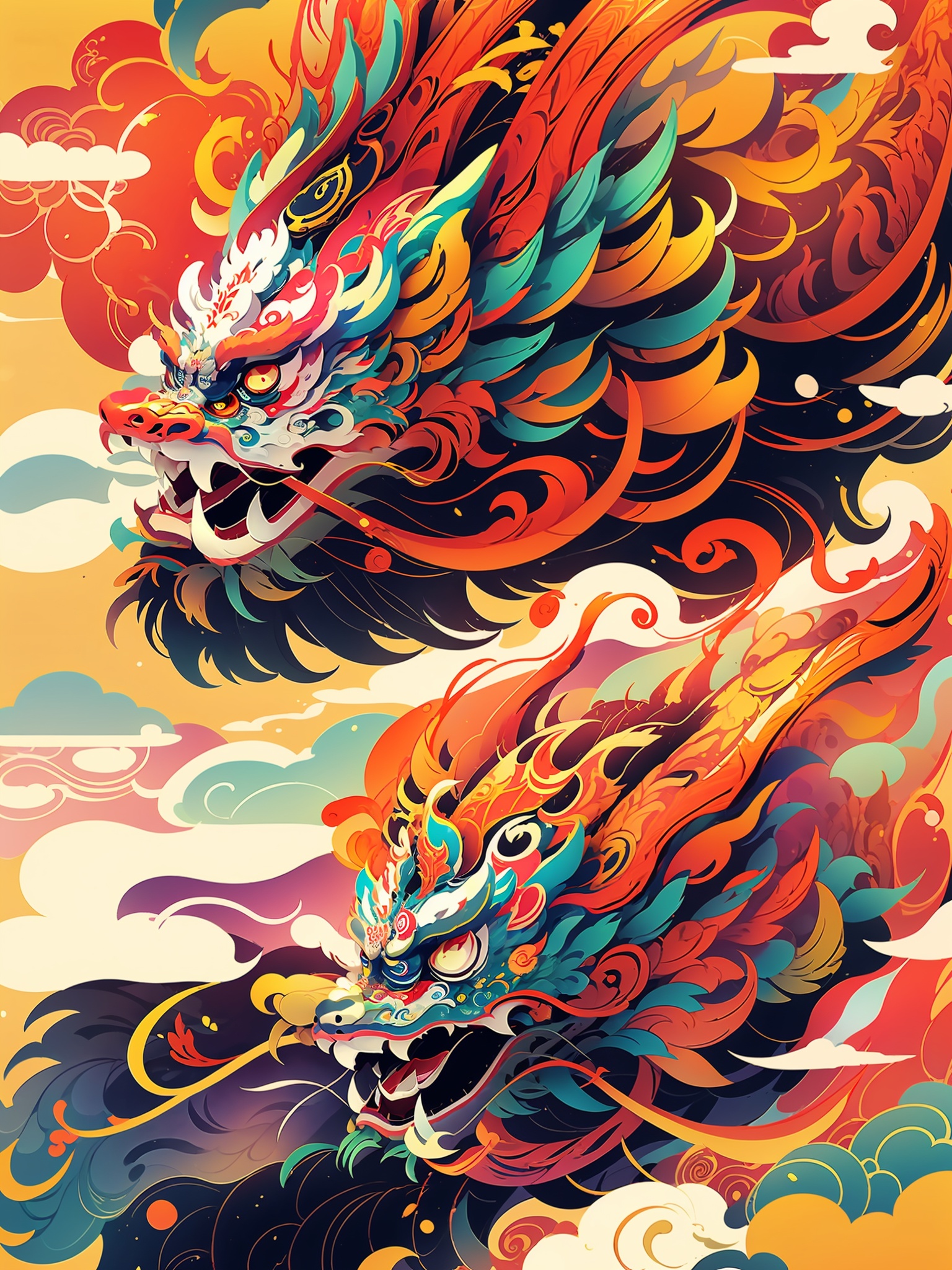 HTTP, 1girl, red eyes, pointy ears, solo, makeup, China Lion Dance <lora:HTTP_20231215133304-000012:1>