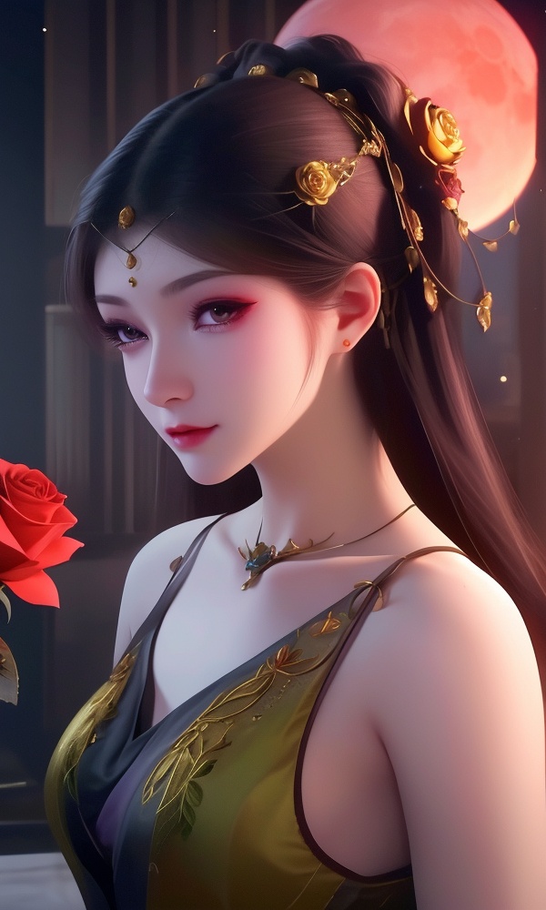 (,1girl, ,best quality, ),looking at viewer, <lora:408-DA-凡人修仙传-卓如婷:0.8> ,,ultra detailed background,ultra detailed background,ultra realistic 8k cg,, ,masterpiece, (( , )),, ,science fiction,mole, ,    ,red moon, black rose,     (()), (), 