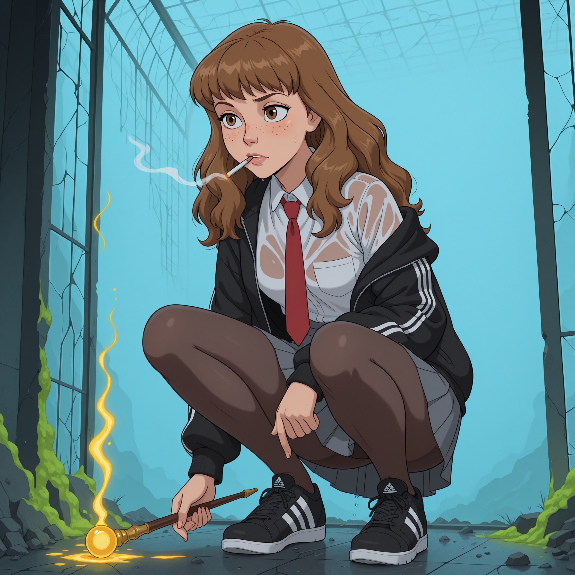 Hermione Granger,  18-year-old cinematic close-up portrait,  thick wavy bushy brown hair on Tensor.Art