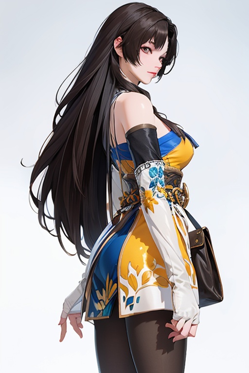(white background:1.2),hutao,breasts,looking at viewer,1girl,solo,closed mouth,Best quality,masterpiece,ultra high res,<lora:hutao1rhuazhi-000005:0.75>,from side,pantyhose,cowboy shot,