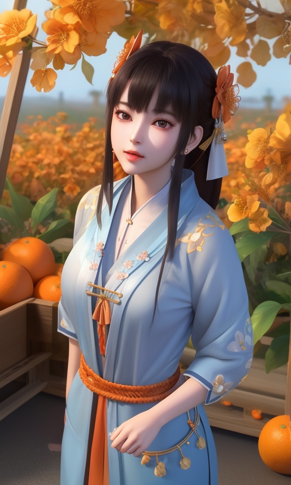 (,1girl, ,best quality, ),looking at viewer, <lora:399-DA-少年歌行-华锦:0.8> ,ultra detailed background,ultra detailed background,ultra realistic 8k cg,, ,masterpiece, (( , )),, ,tamari \(flawless\),     ,  orange blossoms,  (()), (), ,,