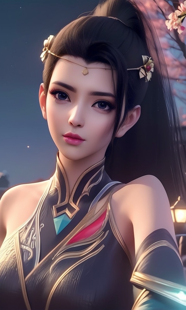 (,1girl, ,best quality, ),looking at viewer, <lora:378-DA-大主宰-唐芊儿:0.8> ,, ,masterpiece,(( , )),, realistic,science fiction,mole,,ultra realistic 8k cg, flawless,tamari \(flawless\),  ,cherry blossoms,,night, night sky, crescent moon, moonlight,,(facing viewer, looking at viewer, , ),  (()), (),