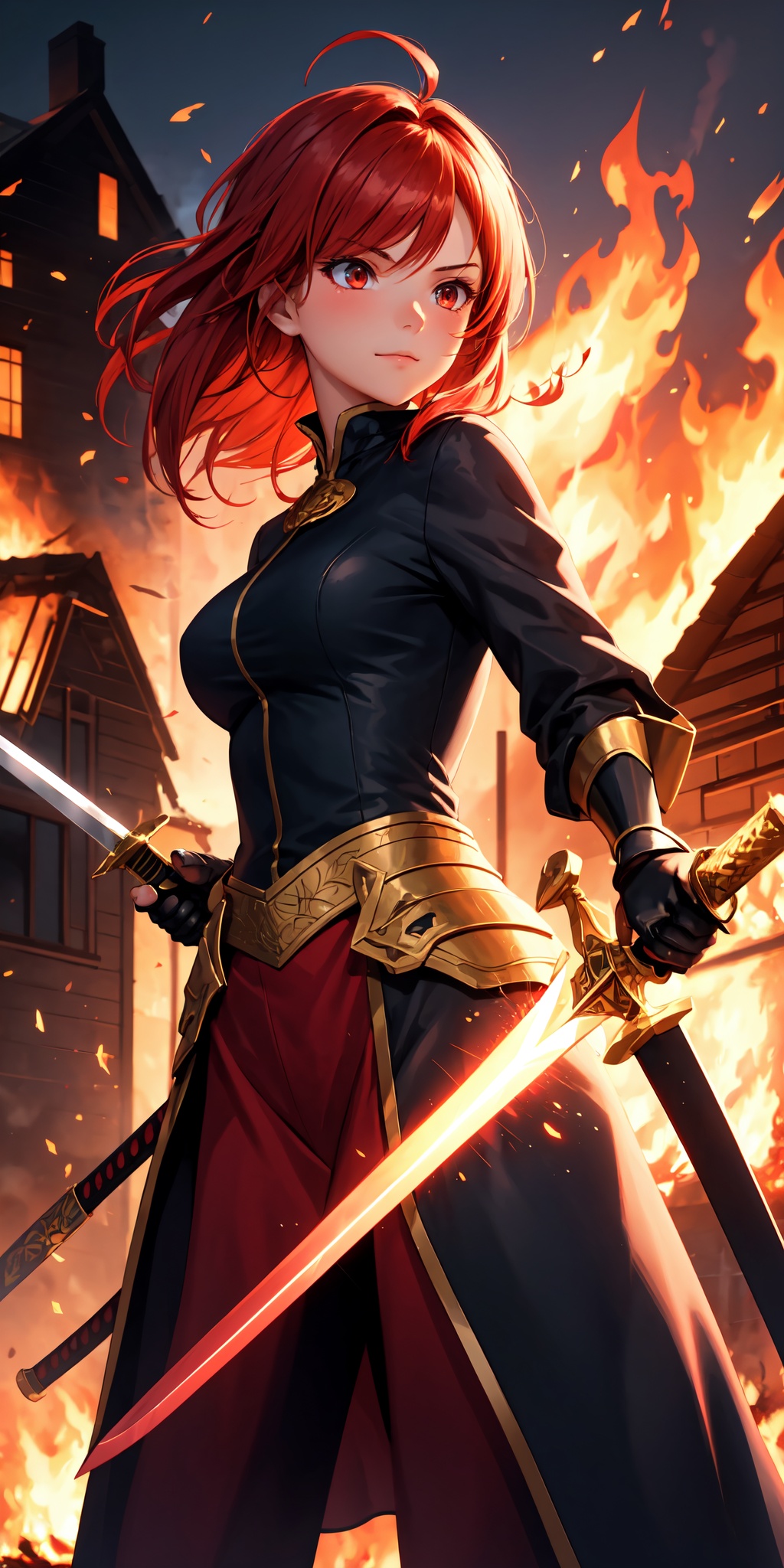 1girl,  red hair,  flaming eye on Tensor.Art