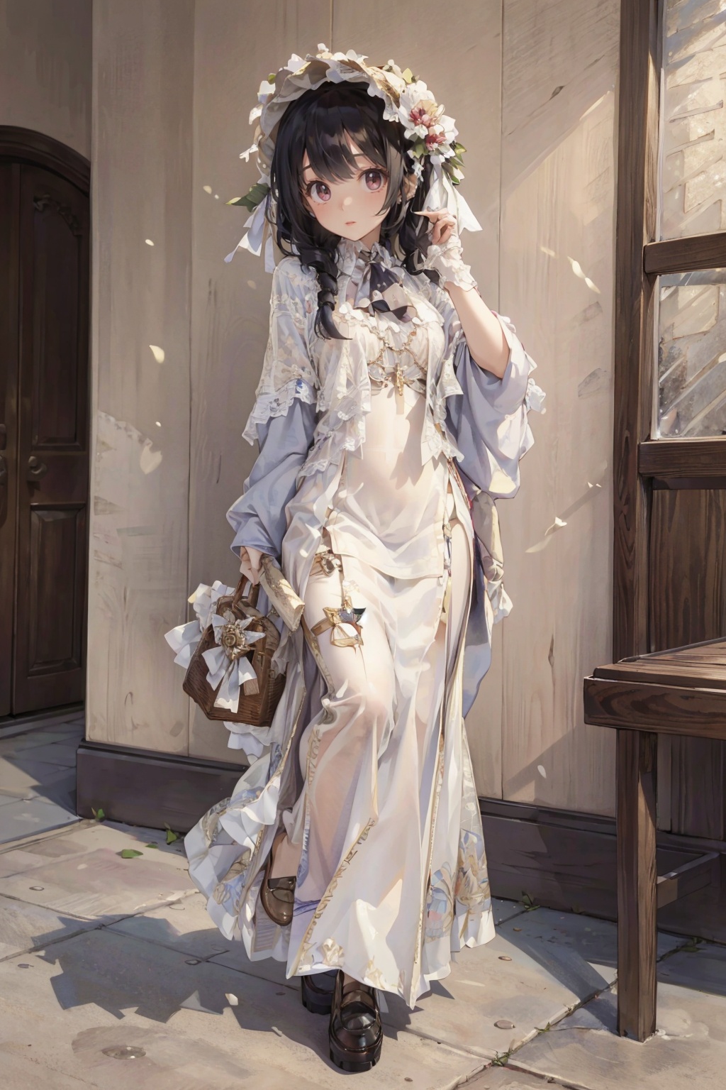 (((masterpiece))),(((best quality))),1girl,black hair,<lora:HYZZ_1-000004:0.9>,full body,dress,