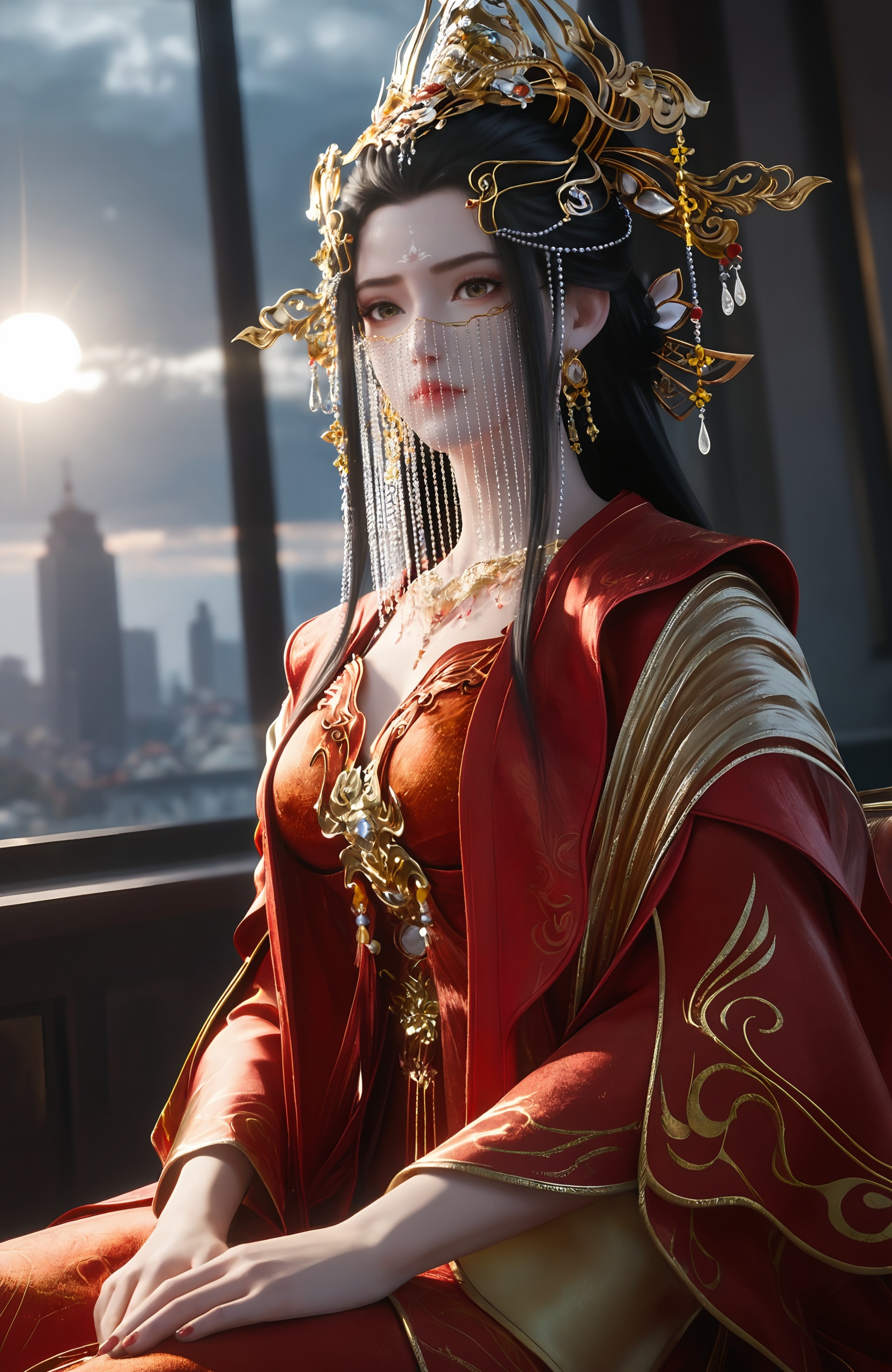 1girl,  black hair,  hair ornament by 漫 on Tensor.Art