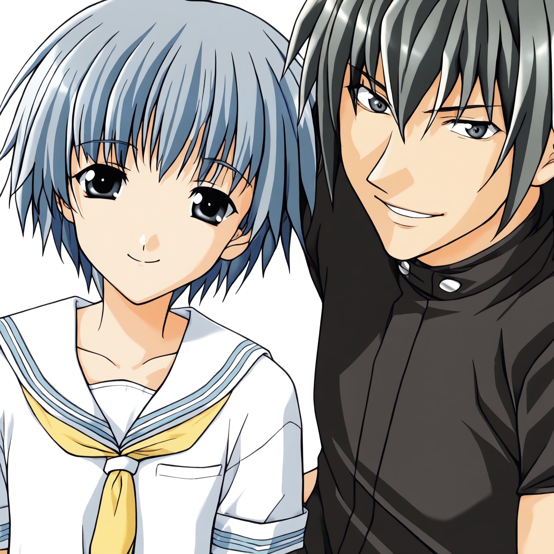 1girl,  1boy,  simple background on Tensor.Art