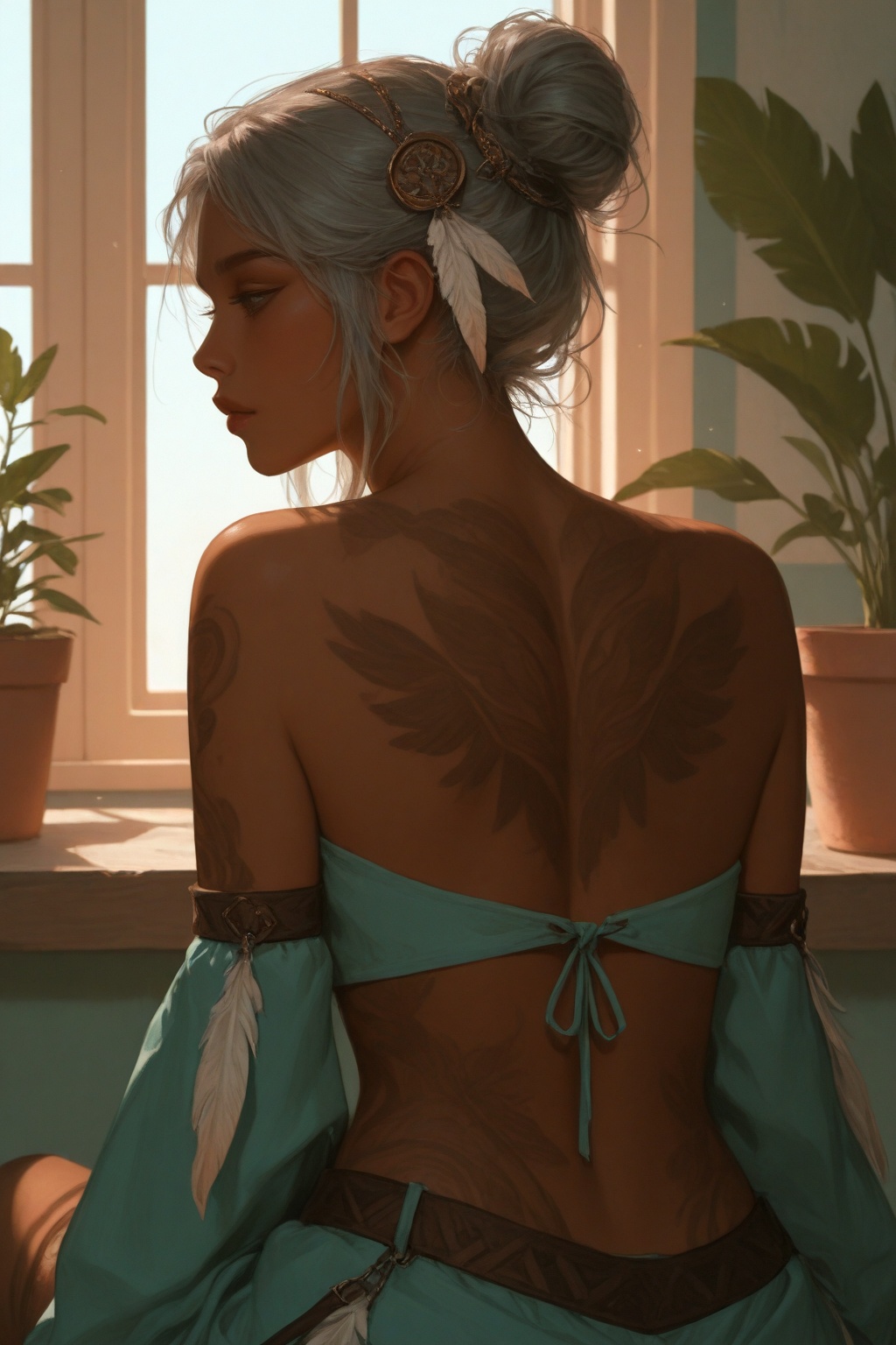girl,  tattoo,  dark_skin on Tensor.Art
