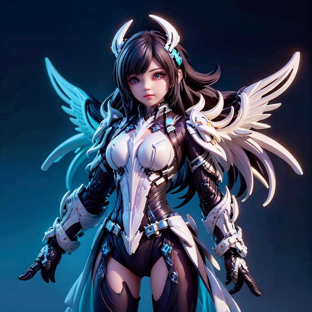 1boy,concept artwork,black hair,(a lonely solo boy:1.4),sky,wing,wings with fans,graphics card fan,strong male mecha warrior,mighty and domineering,cool mecha,32k,blue and white color scheme,white armor,white_background,standing,cowboy_shot,<lora:AGirl_v1:1>,