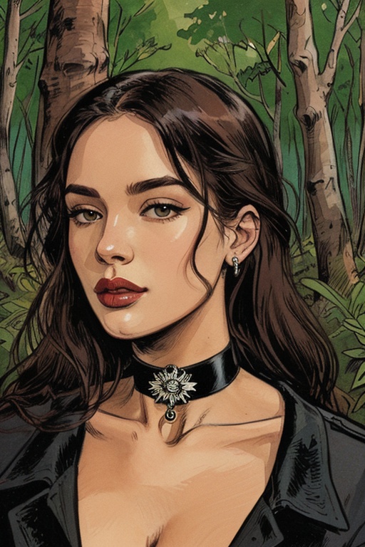 illustration,  woman,  choker on Tensor.Art