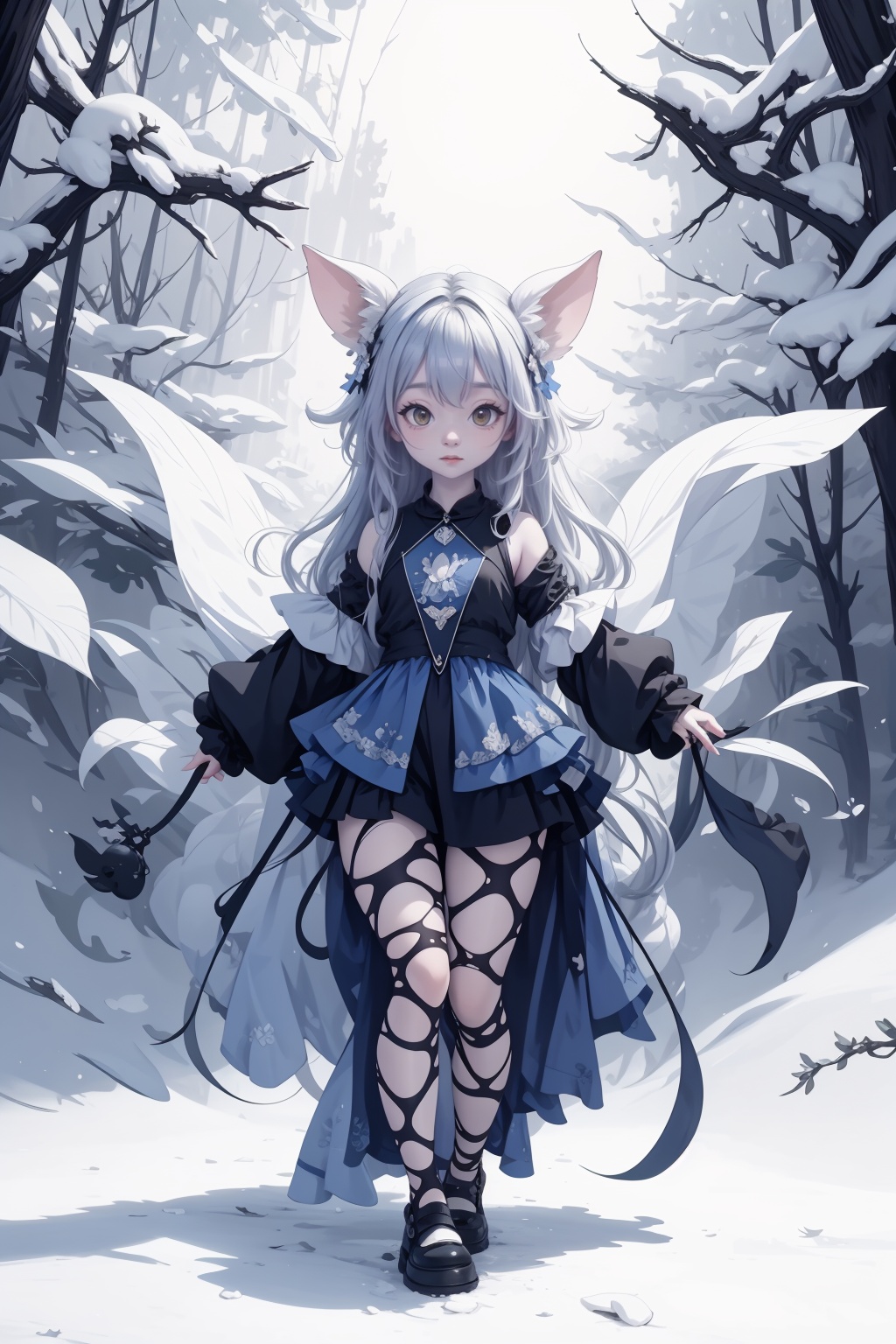 best quality,masterpiece,illustration,an extremely delicate and beautiful,extremely detailed,CG,unity,8k wallpaper,Amazing,finely detail,masterpiece,best quality,official art,extremely detailed CG unity 8k wallpaperforest, small animals, streams, goblins，<lora:lrw3:0.7>,