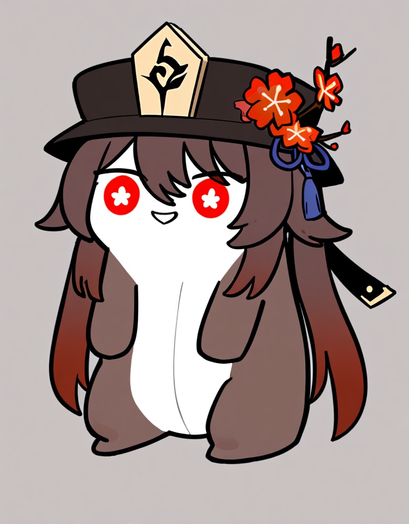 masterpiece, best quality, <lora:ponntaitachi-xl:1>,chibi,no humans,hu tao \(genshin impact\), hat,
