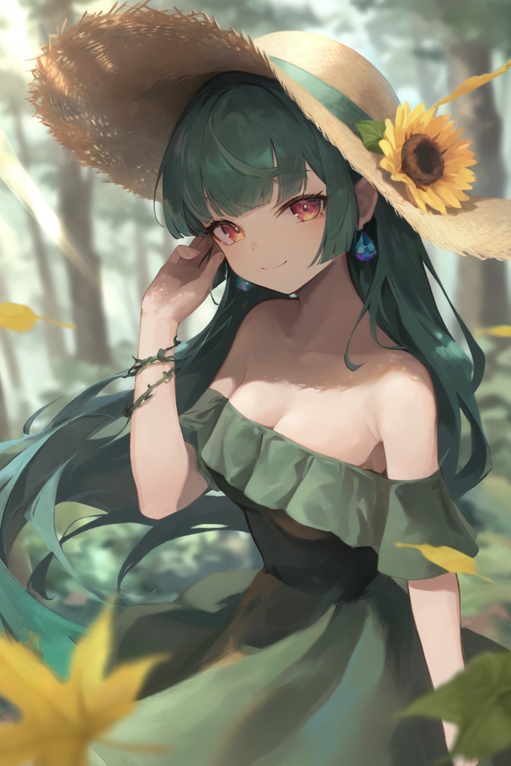 1girl,  solo,  green_hair on Tensor.Art