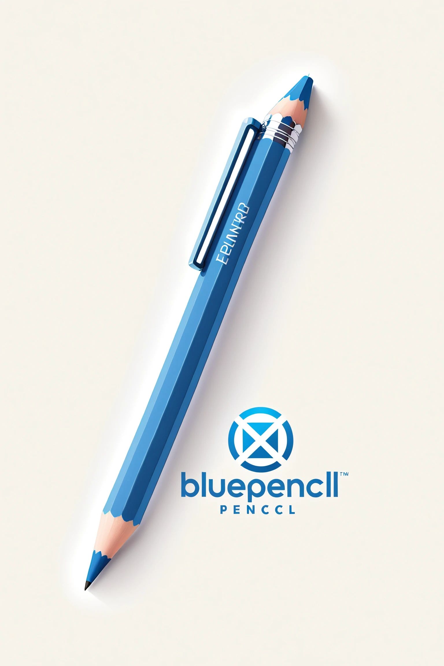 company logo,  "blue_pencil" logo has a bright blue color with a sleek pencil at its center on Tensor.Art
