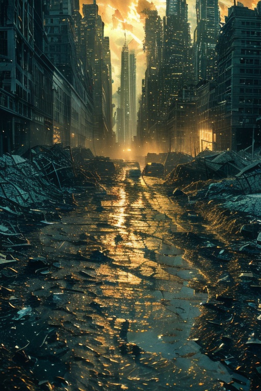 still life , High resolution movie lighting, surreal detail photography, Movie style, Doomsday, 1boy, outdoors, backpack
