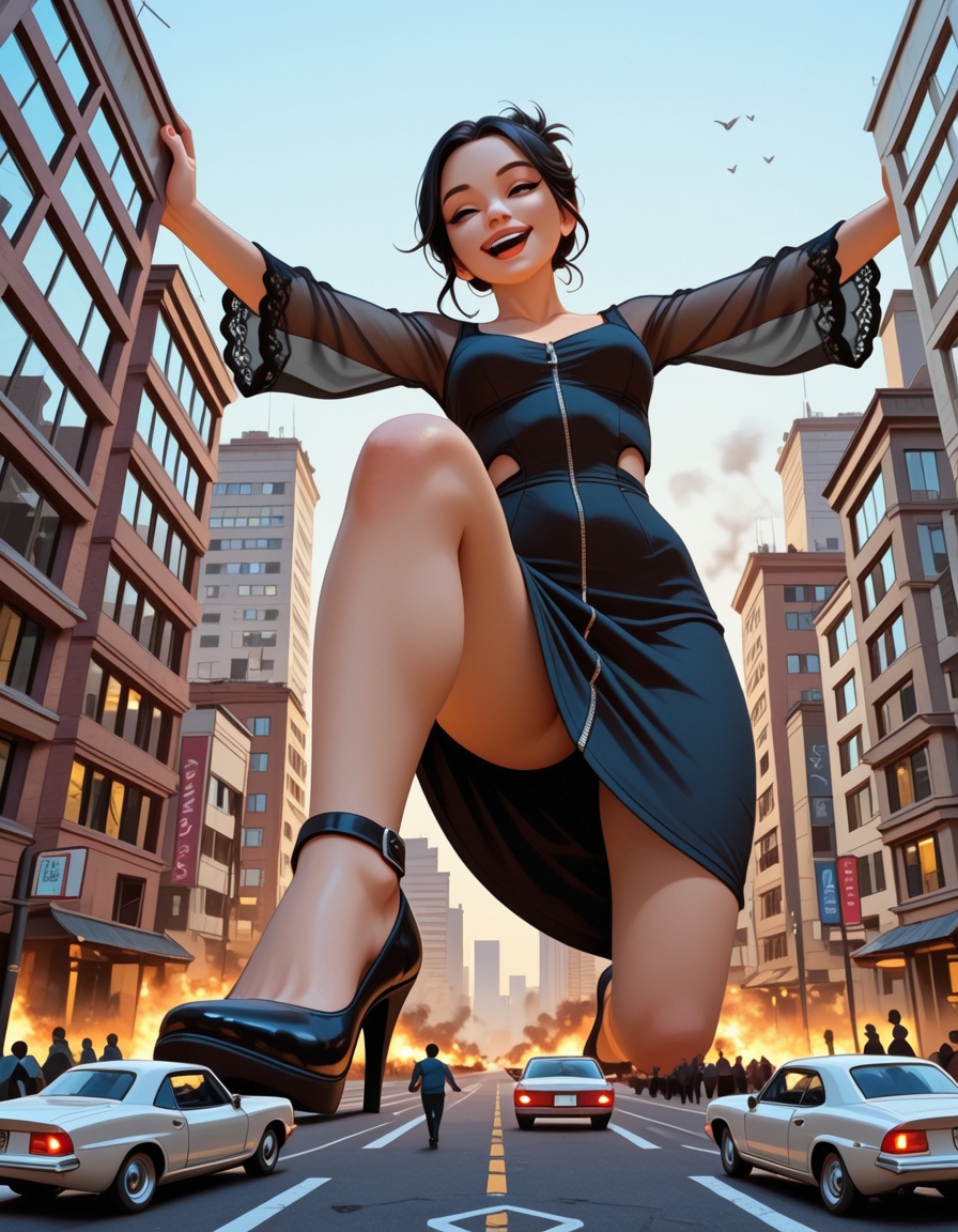 HQCinematicPhotographic,  beautiful giantess,  Spiky hair hairstyle on Tensor.Art