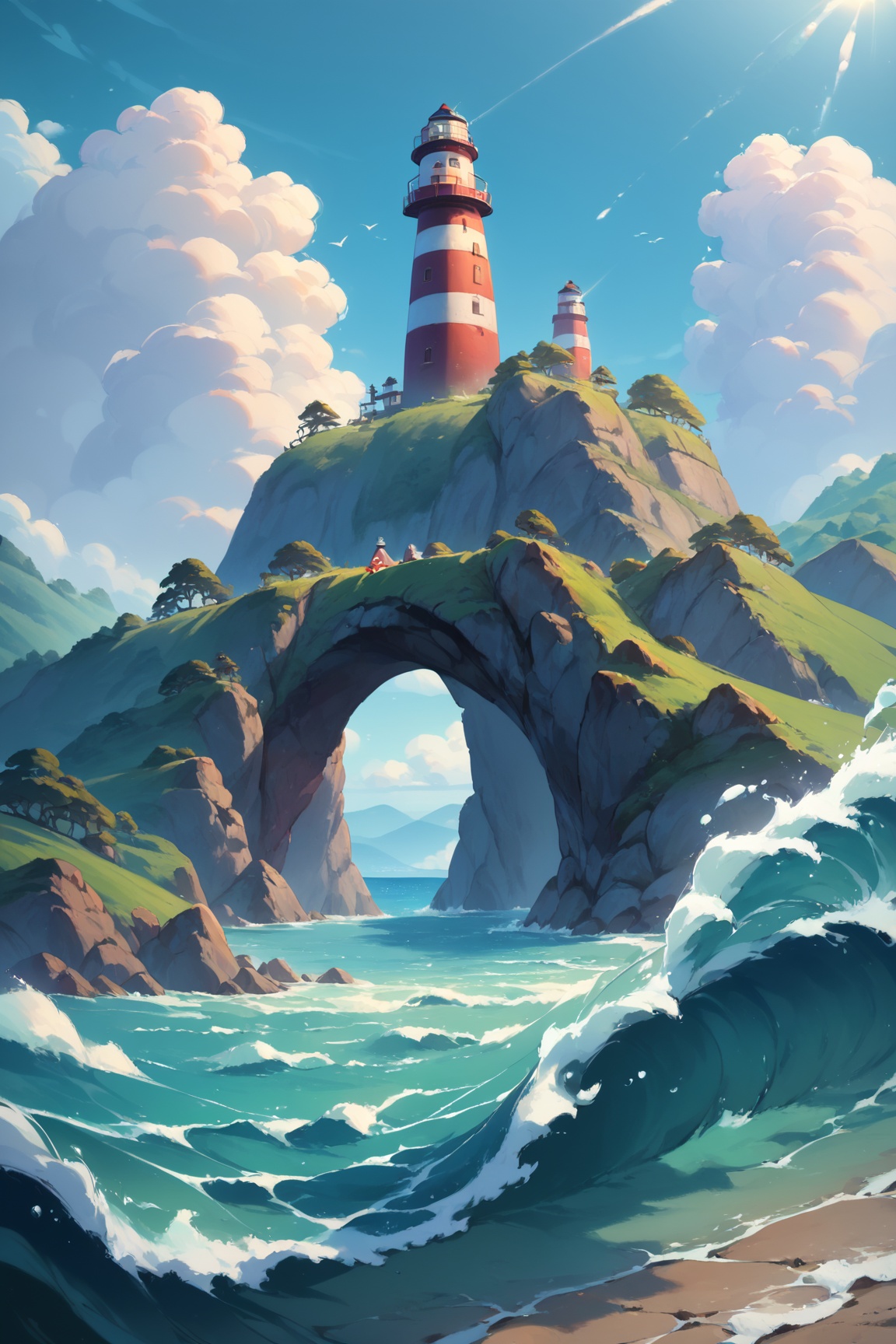 zPDXL,  lighthouse,  small rocky island on Tensor.Art