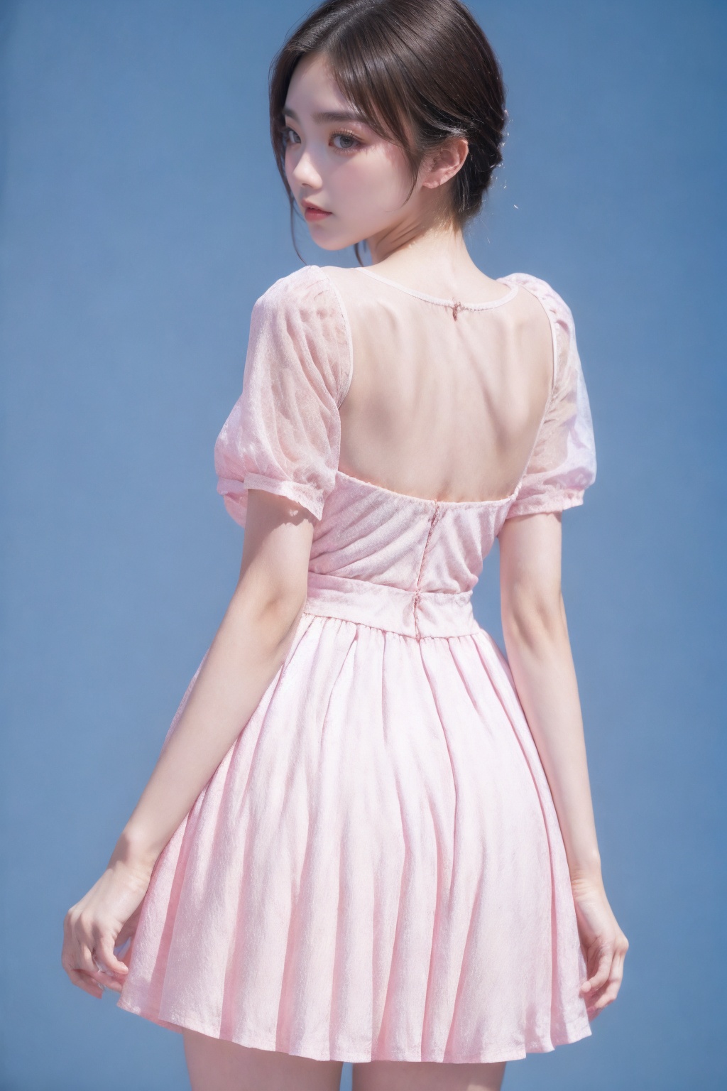 girl,Again_Dress_v1,from behind,see-through dress,<lora:Again_Dress_v1:1>simple background, 