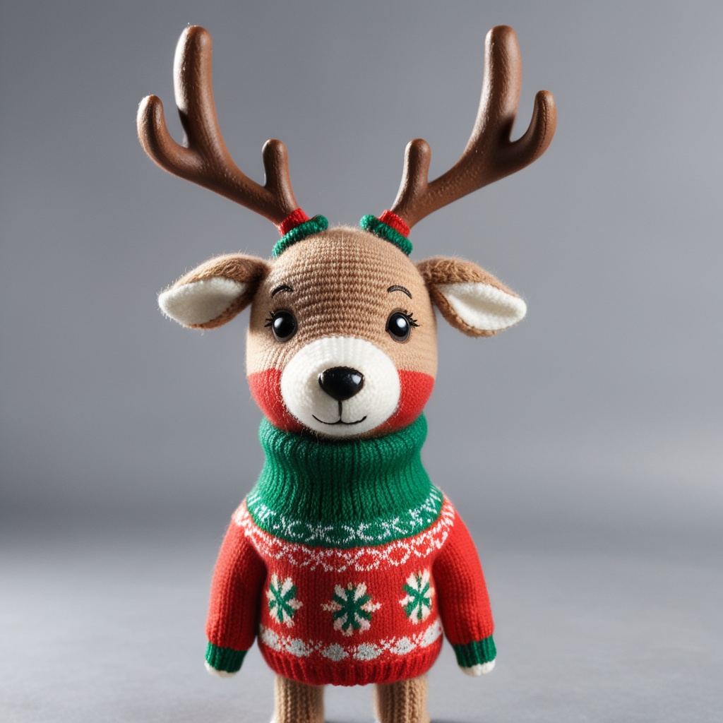 cute Christmas reindeer,wearing Christmas Sweater,