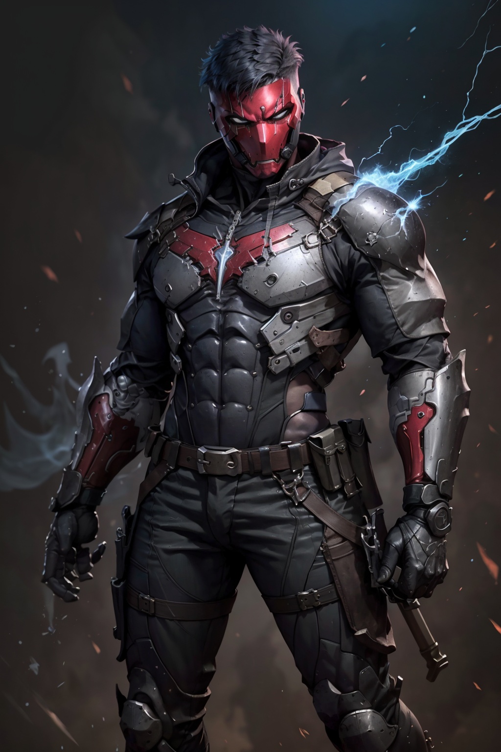 an accurate and detailed full-body shot of a male superhero character named Wraith,  tall and lean bulid, on Tensor.Art