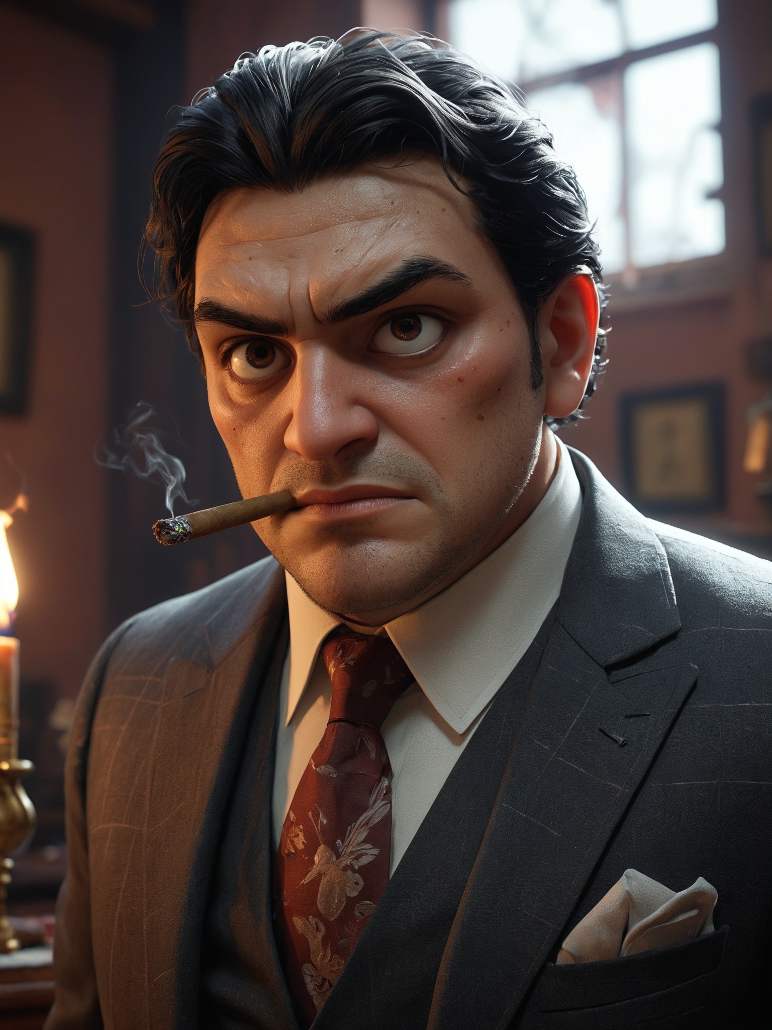 A captivating portrait of Edgar Valdez,  a notorious drug lord turned informant. With a chiseled face,  piercing eyes on T...