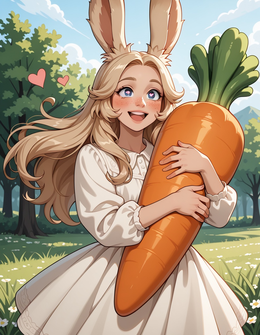 1girl,  holding carrot,  huge carrot on Tensor.Art