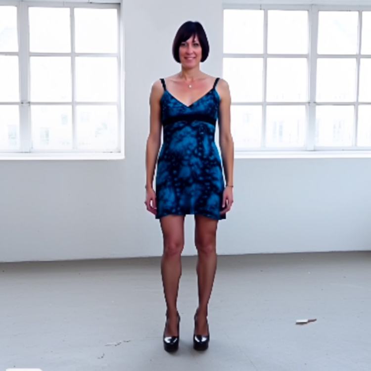Blue on Black Party Dress by CC Roder on Tensor.Art