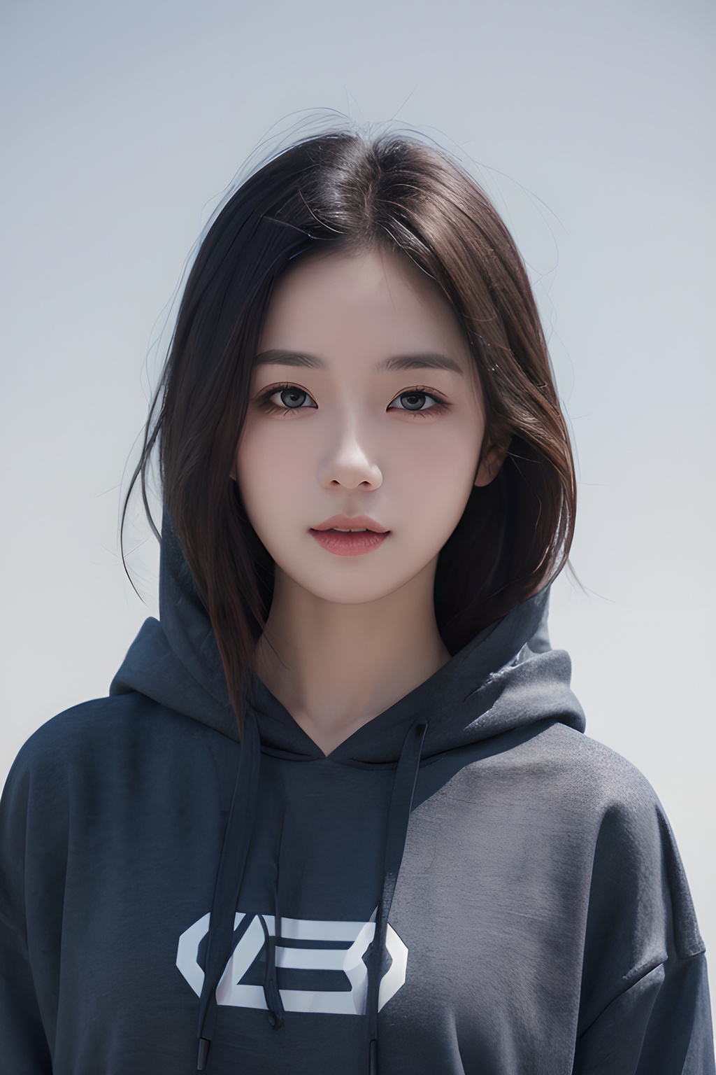 <lora:0809_01:0.7>,simple background,hoodie,, 1girl,realistic,masterpiece, best quality, photorealistic, HDR,detail