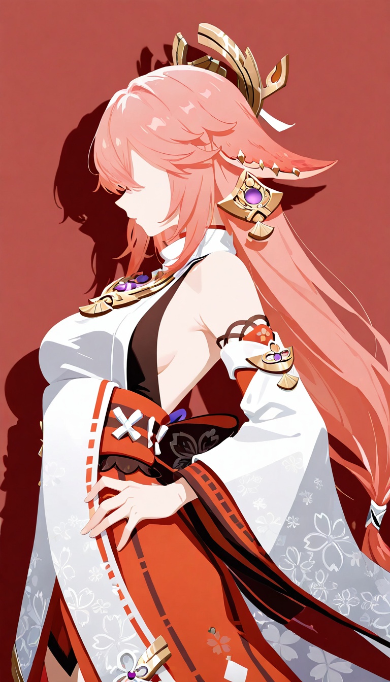 1girl,  yae miko \(genshin impact\),  pink hair on Tensor.Art