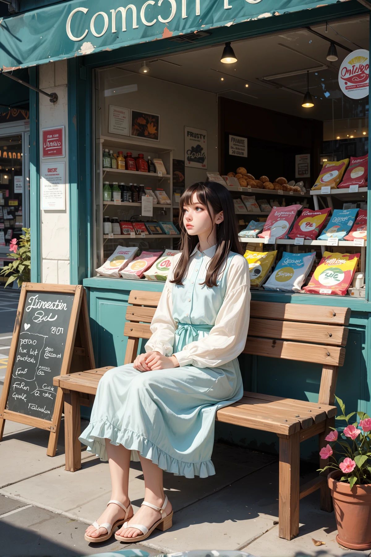 1girl,  sitting,  shop on Tensor.Art