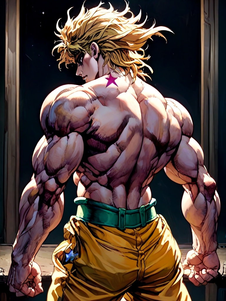 ((black background)),  close-up,  dio_brando's_pose_\(jojo\) by 鬼畫符 on Tensor.Art