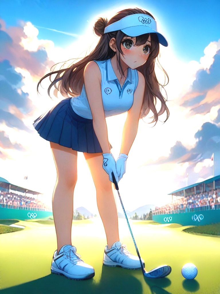 source_anime,  holding golf club,  playing golf on Tensor.Art