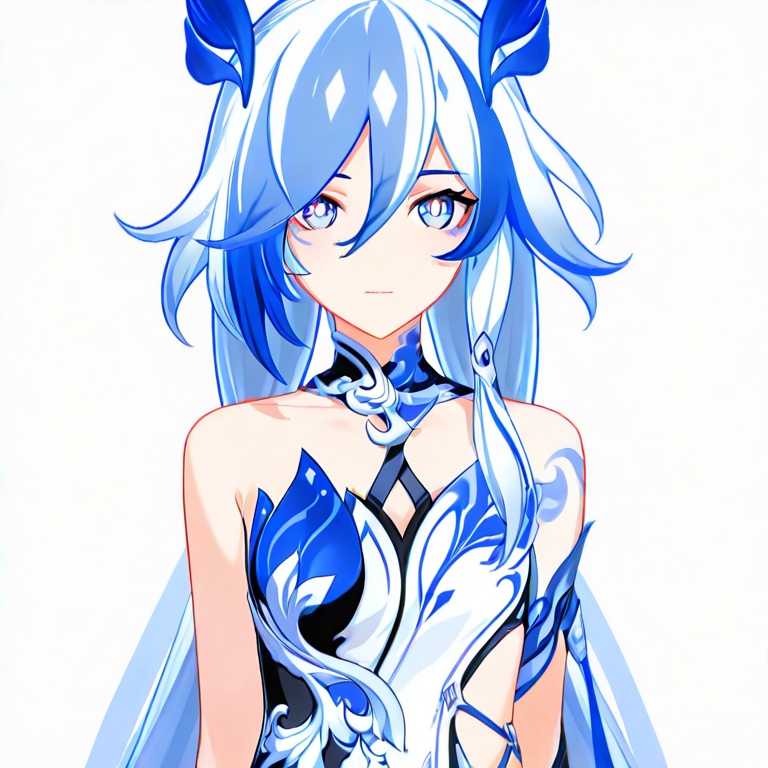 masterpiece, best quality,solo,(white background:1.2),simple background,1girl,looking at viewer,   fu hua bengluoice,fu hua,messy hair,jewelry,twintails,eyelashes,facial mark,head wings,two-tone hair,twintails,tattoo,ribbon,bangs,white hair,blue eyes,streaked hair,blue hair,fiery hair,hair between eyes,multicolored hair,hair ornament,hair ribbon,pattern on hair,white pupils,diamond shaped pupils,<lora:冰崩落ILL:0.8>