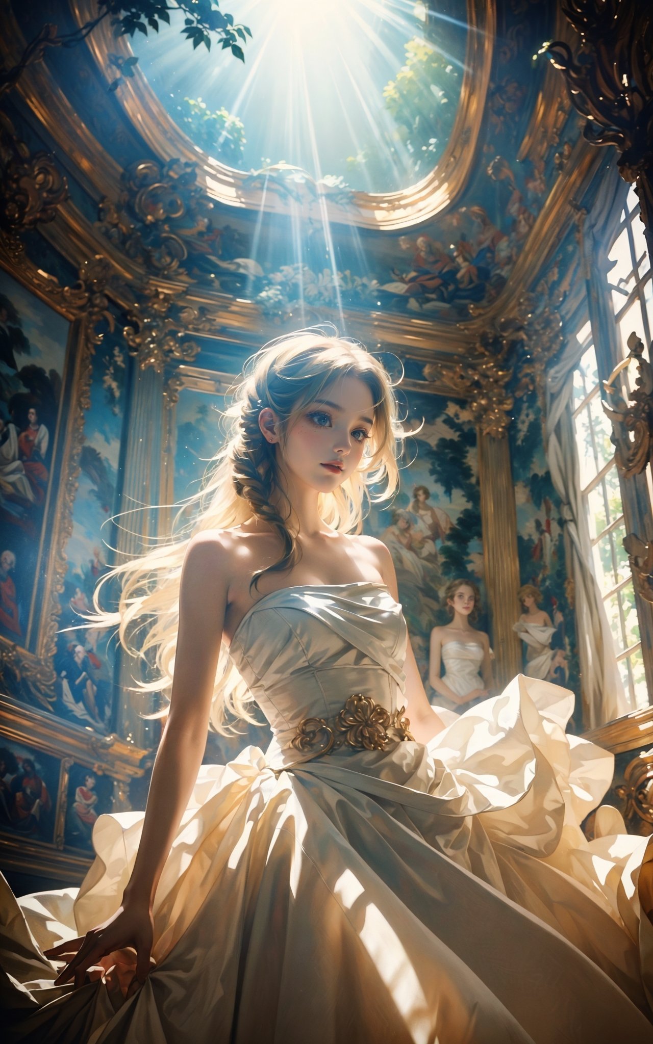 Low Angle shooting,  super wide lens,  Rococo style on Tensor.Art