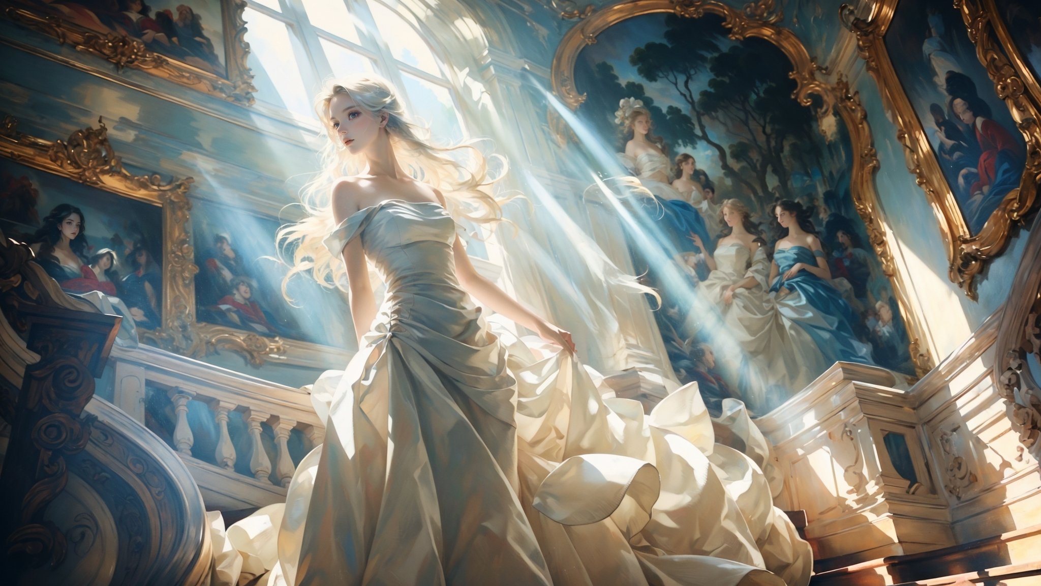 Low Angle shooting,  super wide lens,  Rococo style on Tensor.Art