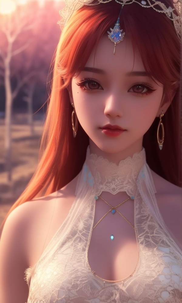 (,1girl, ,best quality, ),looking at viewer, <lora:368-DA-沧元图-柳七月-凤凰变身:0.7>,, ultra detailed background,ultra detailed background,ultra realistic 8k cg,,masterpiece, (( , )), fiction,mole,  ,tamari \(flawless\),    ,see-through, lace, (()),(((, solo, sun, , bare_tree, )))