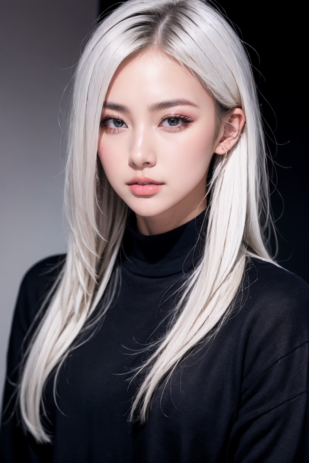 1girl,  black background,  black eyes on Tensor.Art