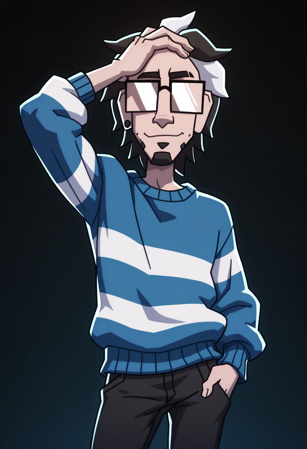 profchalk,  1boy,  striped_sweater on Tensor.Art