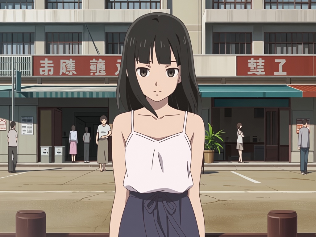 a young girl in camisole was on shanghai old street in china on Tensor.Art