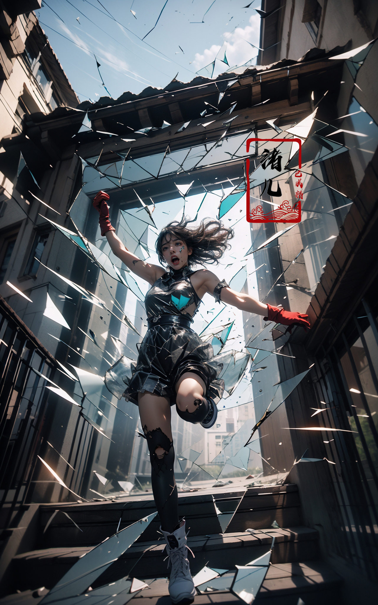 jumping,  midair, on Tensor.Art