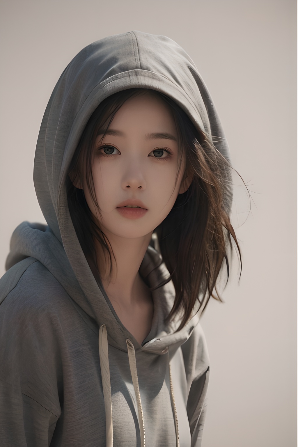 <lora:0806_08:0.7>,simple background,hoodie,, 1girl,realistic,masterpiece, best quality, photorealistic, HDR,detail