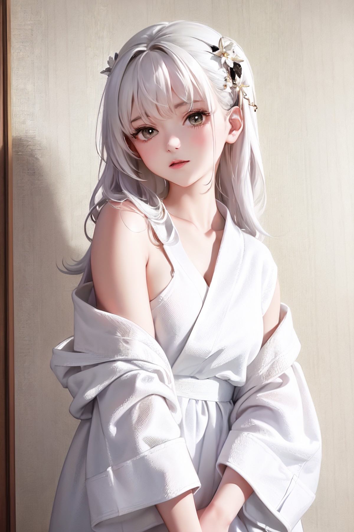 1girl,  white bathrobe on Tensor.Art