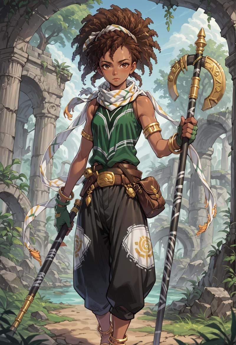 1girl,  very dark skin,  brown hair on Tensor.Art