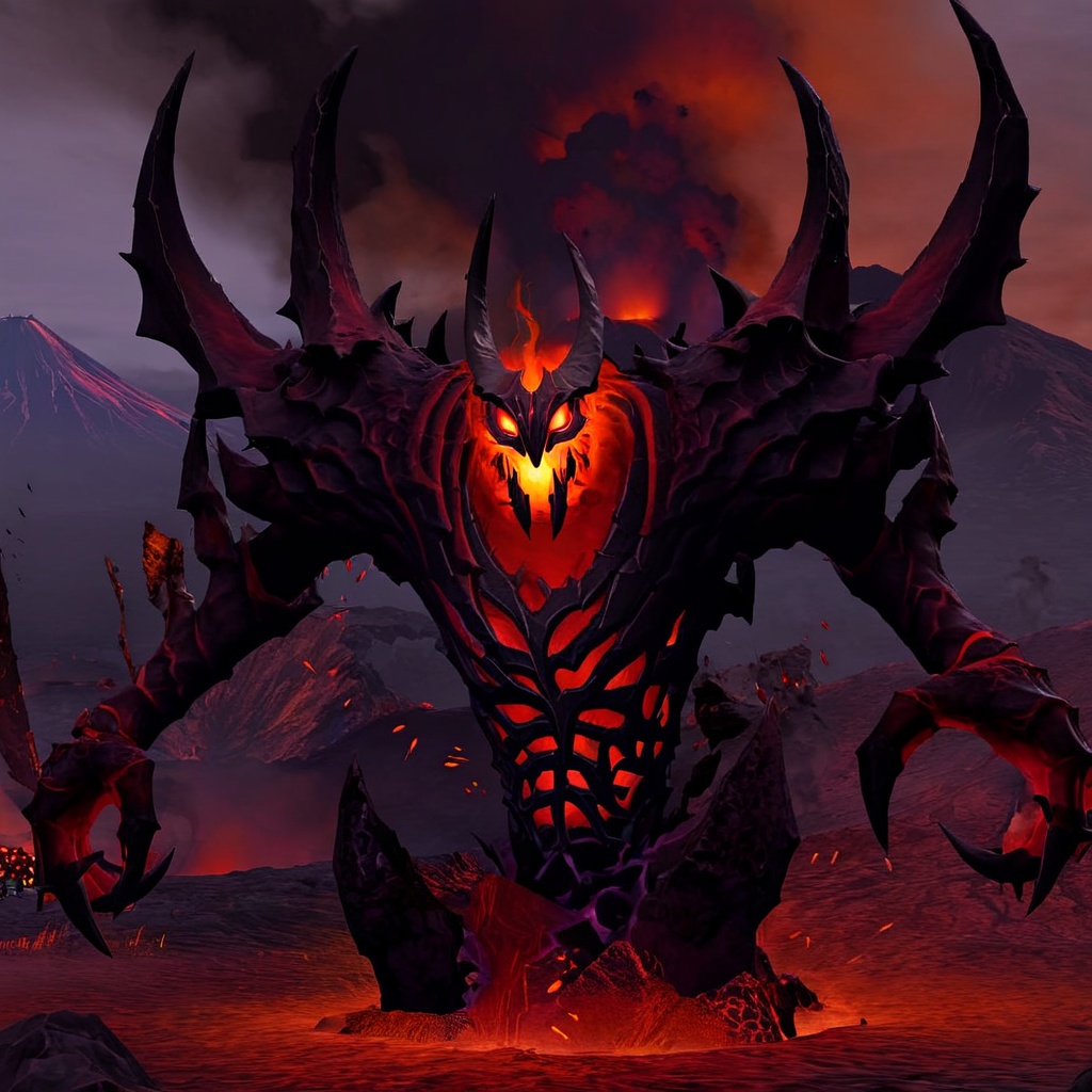 ShadowFiend,  near a volcano on Tensor.Art