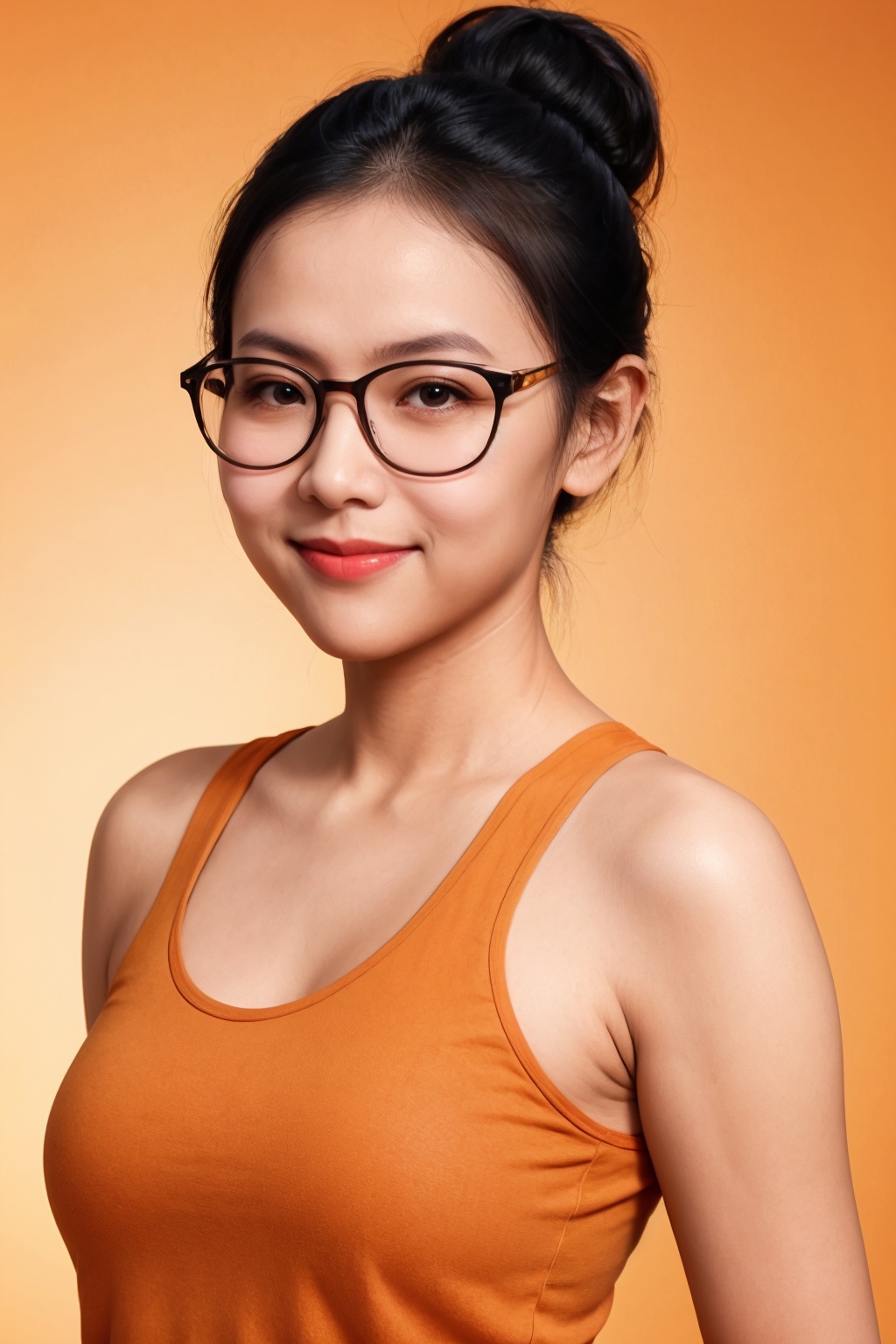 cute woman,  chignon,  glasses on Tensor.Art