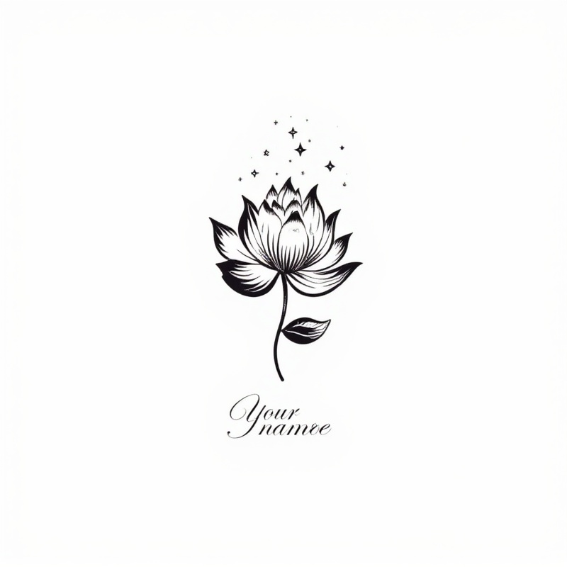 logo, black "your name" text, flower, no humans, simple background, english text, sparkle, still life, leaf, artist name, monochrome, bouquet<lora:印纹(1):1>,