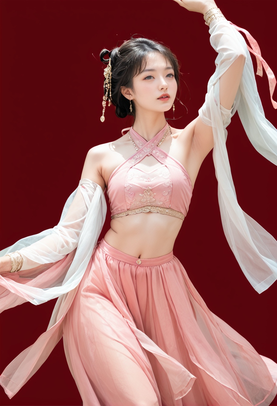 red background,  1girl,  solo on Tensor.Art