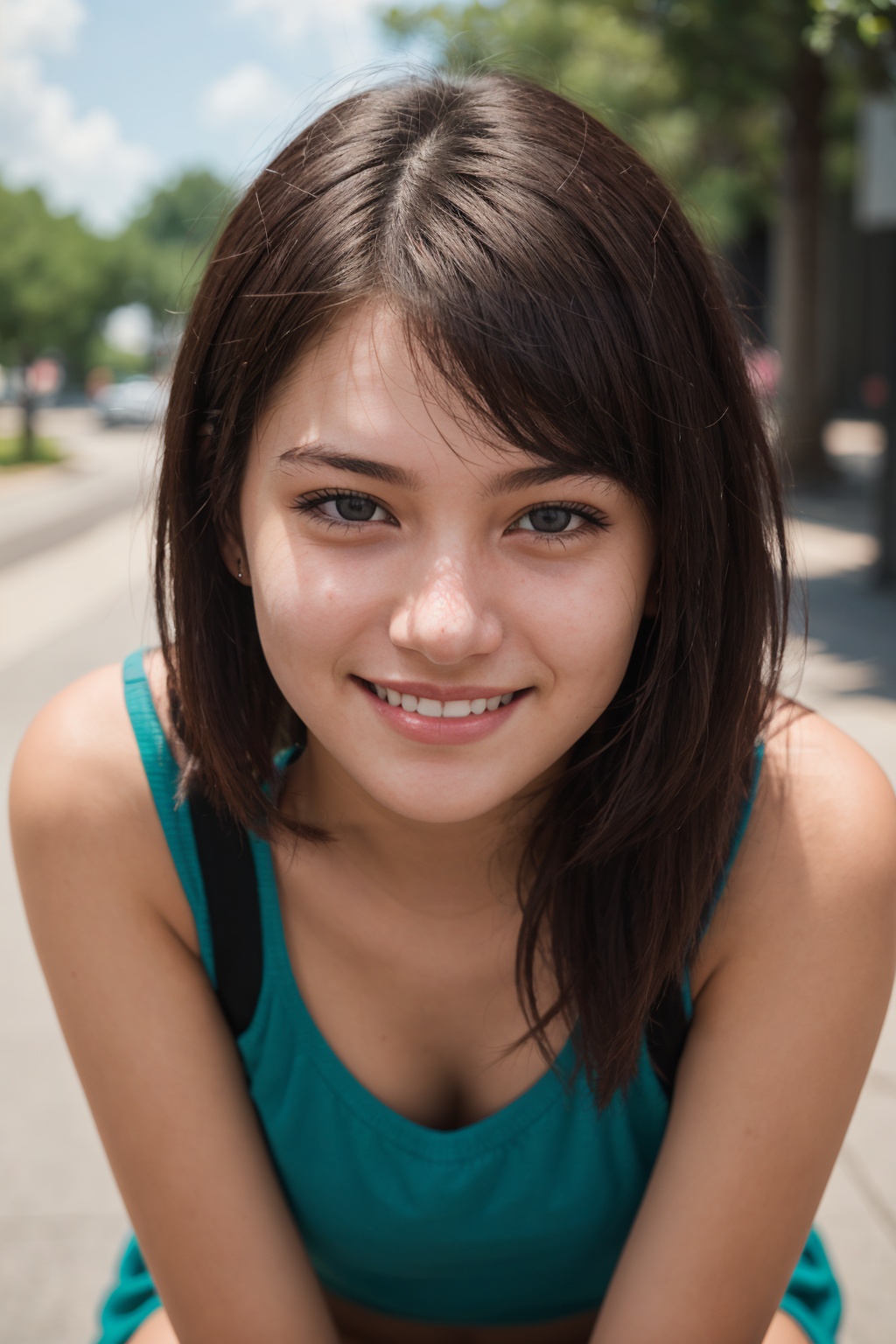 photo of a 18 year old girl,  grin,  evil grin on Tensor.Art