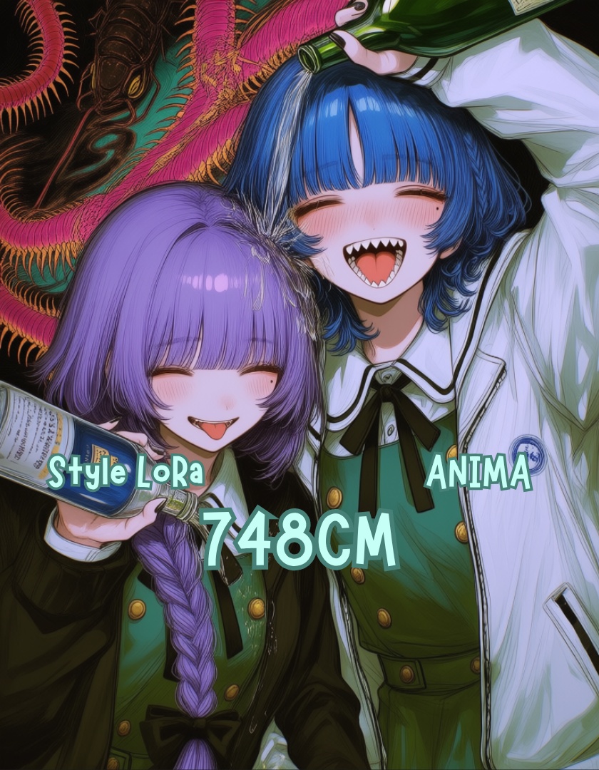 2girls,  black nails,  blue hair on Tensor.Art